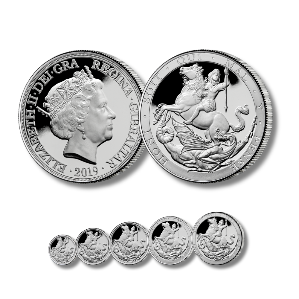 2019 Gibraltar Silver Sovereign Five Coin Set