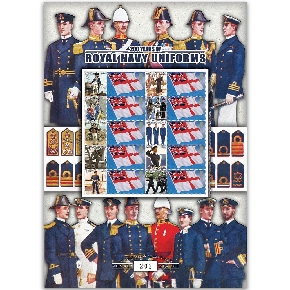 Royal Navy Uniforms GB Customised Stamp Sheet