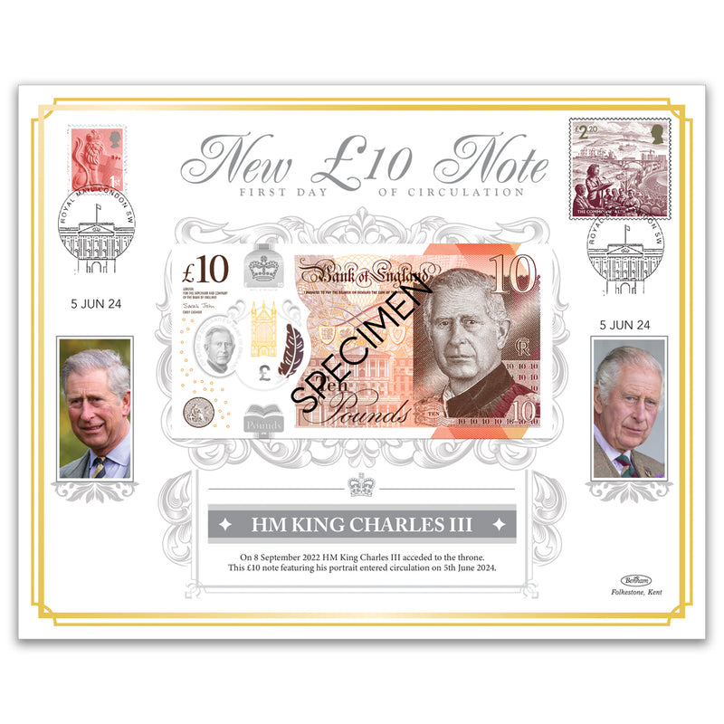 HM King Charles III £10 Special Note Cover