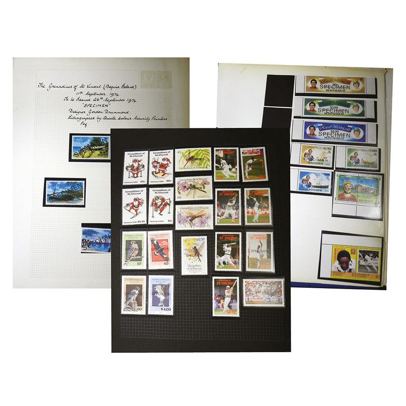 Montserrat, St. Vincent & the Grenadines Mint Specimen Sets from 1970s-80s