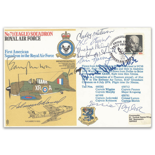 1994 No.71 Eagle Sqn Signed 9 US WWII Pilots