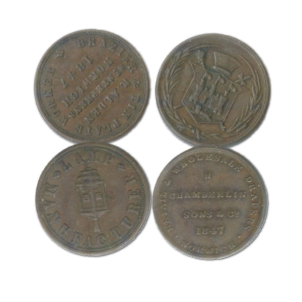 1847 UK Pair of Farthing Tokens