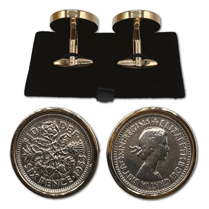 1953 Coronation Sixpence Cufflinks_CXR1344