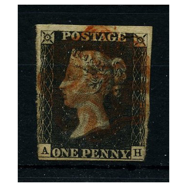 GB 1840 1d Black, nearly 3.5 margin example, red MX used. SG2_GB0002UBA