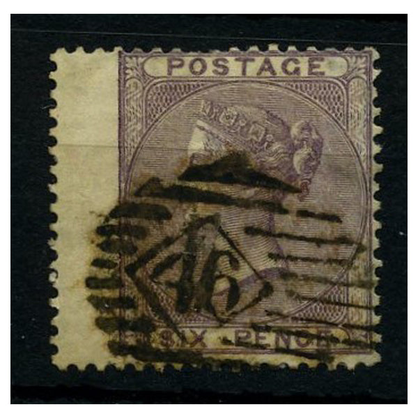 GB 1856-57 6d Deep-lilac, wmk emblems, wing marginal, fine used, adhesion on rev. SG69_GB0069UWX1