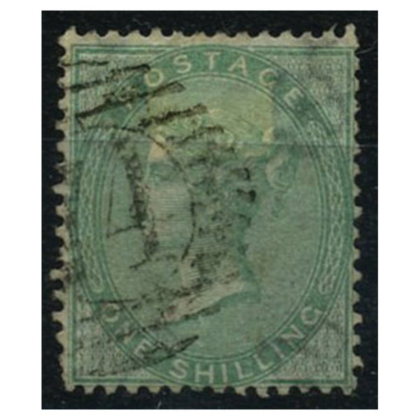 GB 1855-57 1/- Pale-green, wmk emblems, fine used, blunt corner. SG73_GB0073UX