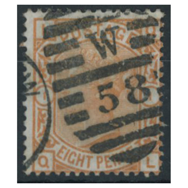 GB 1876 8d Orange, plate 1, good to fine used. SG156_GB0156U1