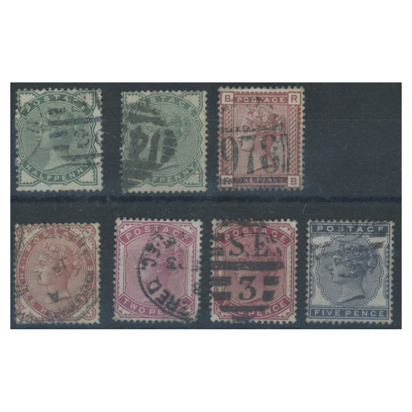 GB 1880-81 Definitive issue, including additional shades, good to fine used. SG164 faulty. SG164-69_GB0164UX