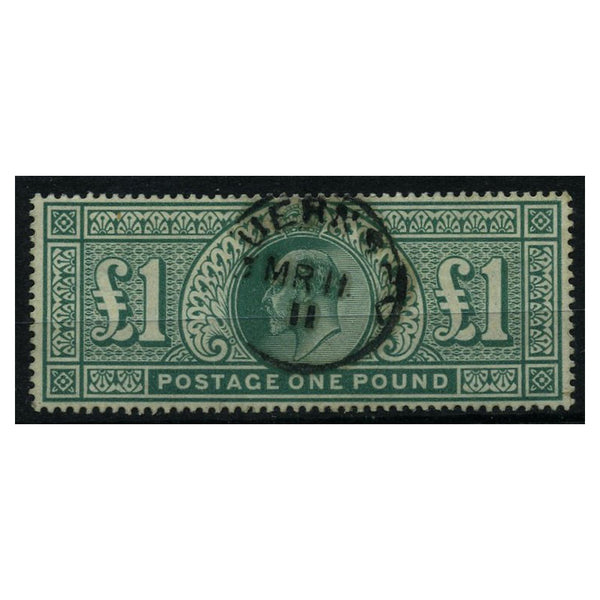 GB 1902-10 £1 'Long' dull blue-green, fine cds used. SG266