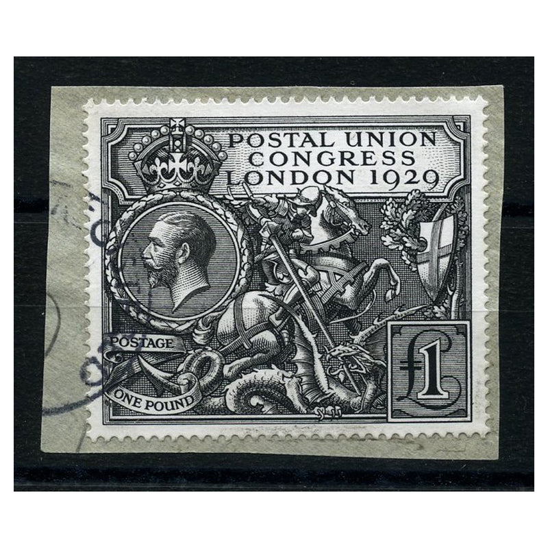 GB 1929 £1 PUC, an exceptionally fresh and fine example used on fragment with superb cds. SG438_GB0438UF