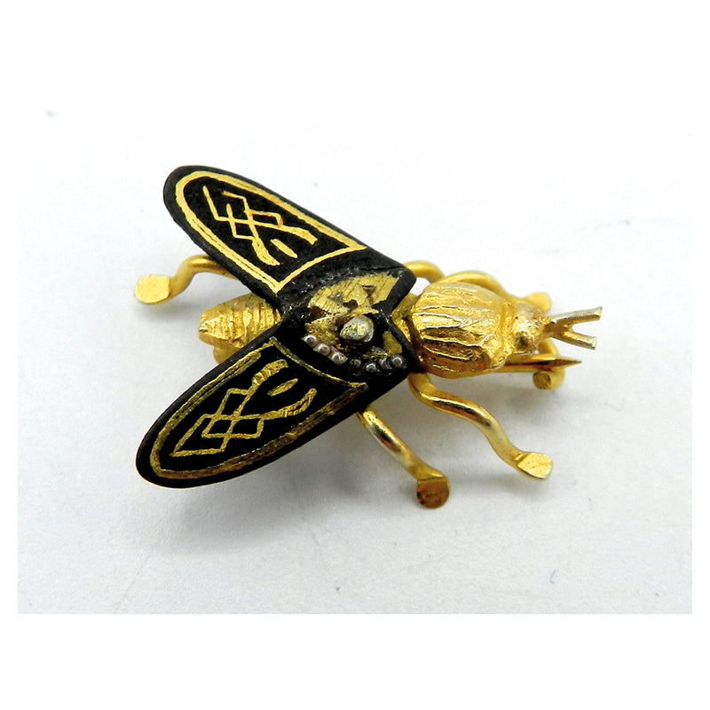 Gold & Damascene Bee Brooch_JLY0119