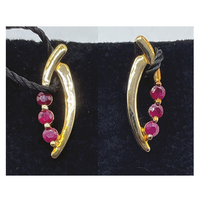 Glamira Ruby and 9ct Gold Drop Earrings