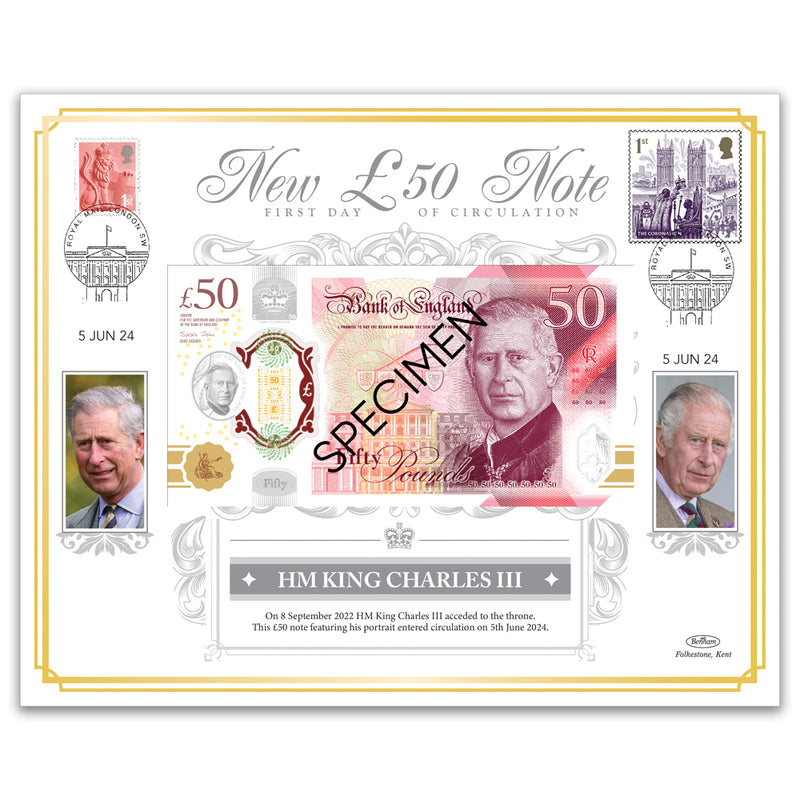 HM King Charles III £50 Special Note Cover