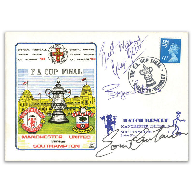 1976 FA Cup Final. Signed George Best, Bryan Robson & Eric Cantona