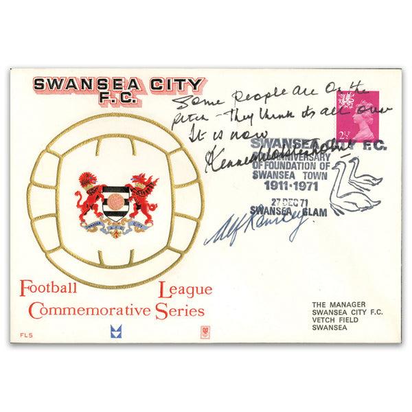 1971 Swansea. Sign Alf Ramsey & Kenneth Wolstenholme