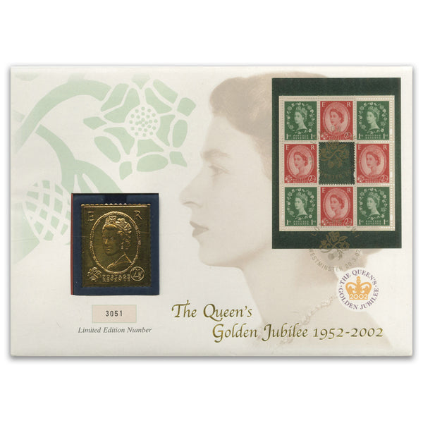 2002 Jubilee. Medallic FDC. Westminster H/S