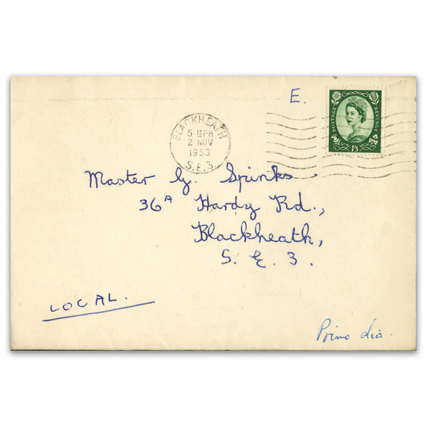 1953 1/3d Wilding, used on plain addressed FDC from Blackheath. SG530_TX5311G