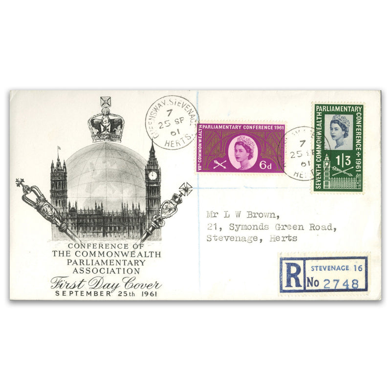 1961 Parliamentary Conference, on registered, illustrated, addressed FDC._TX6109I