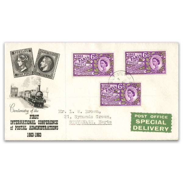 1963 Paris (ord) x3 examples cds used on illustrated, addressed SPECIAL DELIVERY FDC, rare._TX6305ZA