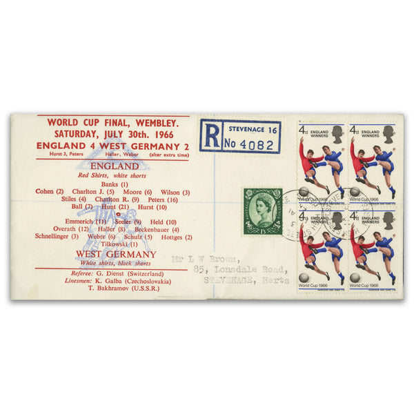 1966 England Winners, 'Match Info' cover (red text). Stevenage CDS. Extremely Scarce
