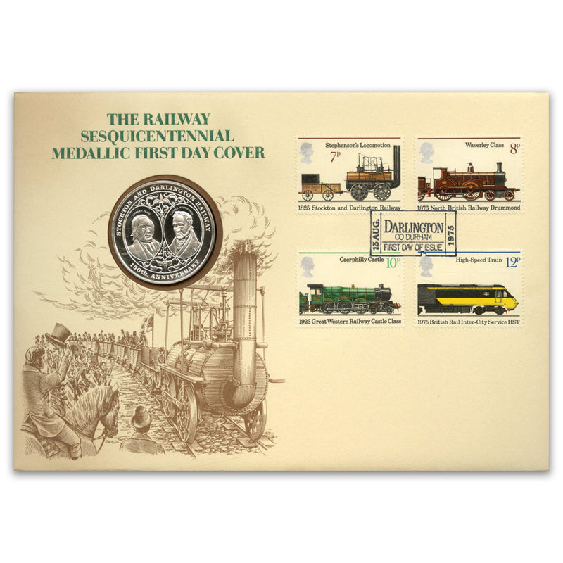 1975 Trains - Silver Proof Medallic FDC