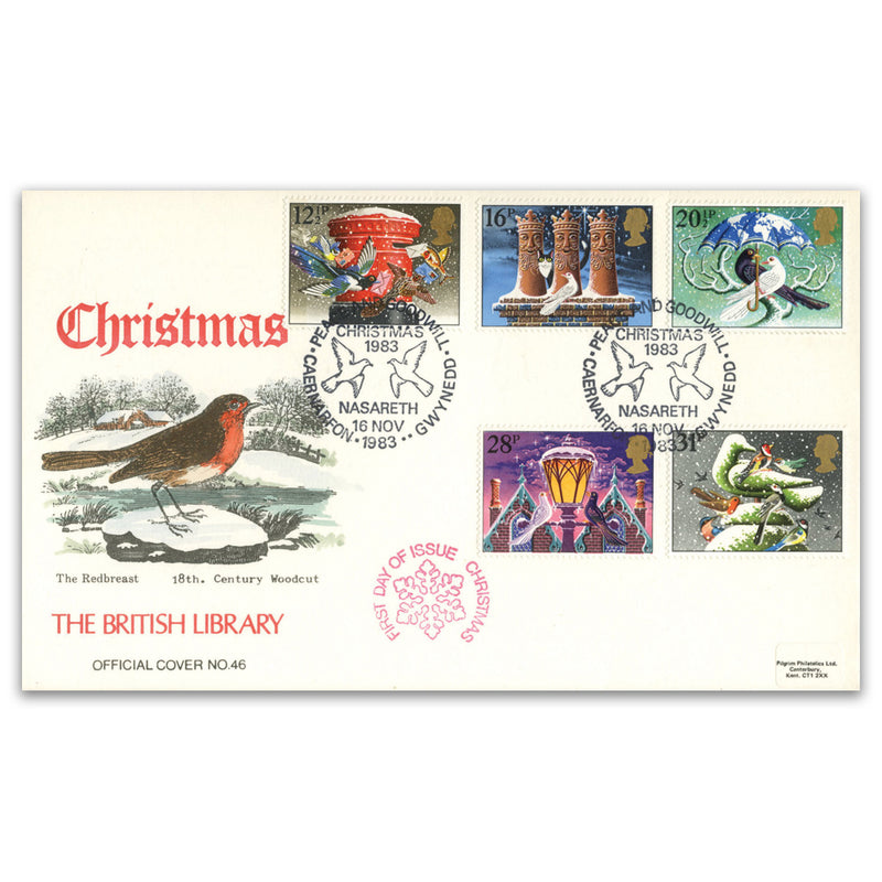 1983 Christmas -British Library Cover - Handpainted, Peace & Goodwill, Nasareth H/s