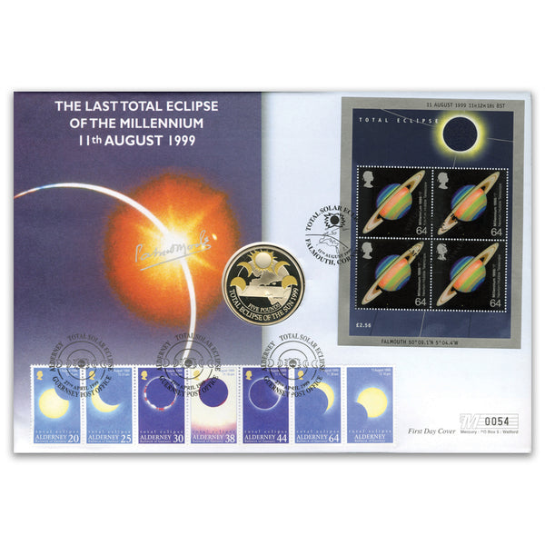 1999 Eclipse. Ald. Silver Proof Coin Cover Signed Patrick Moore_TX9908V