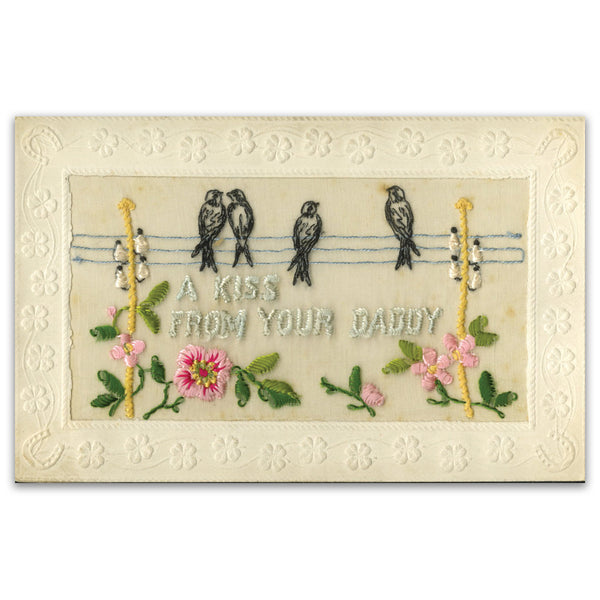 WWI Embroidered Postcard - Kiss From Daddy_WWIP009EA