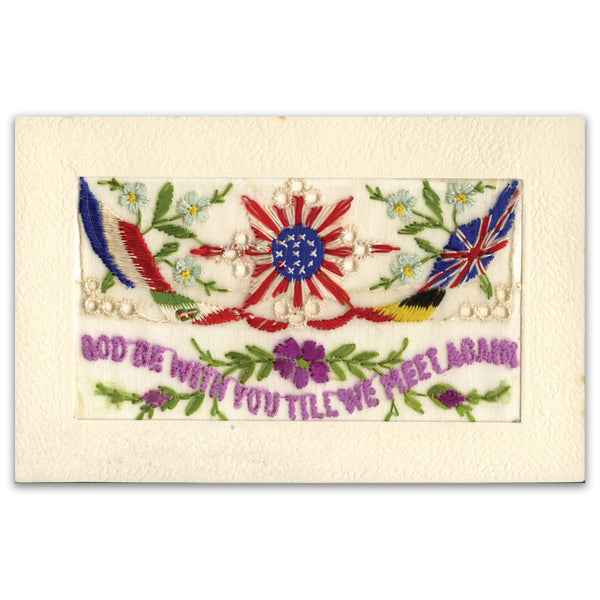 WWI Embroidered Postcard - God Be With You Till We Meet Again_WWIP010U