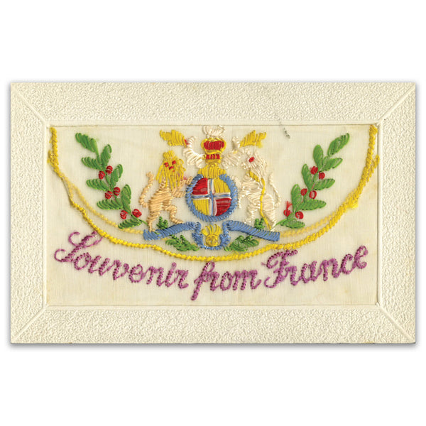 WWI Silk Postcard - Souvenir from France