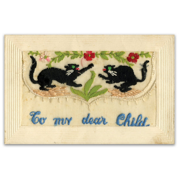 WWI Silk Postcard - My Dear Child (Black Cats)_WWIP013F