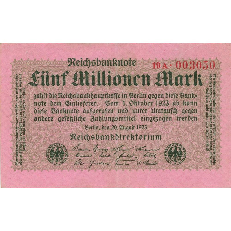 1923 Five Million Mark Reichsbank Note