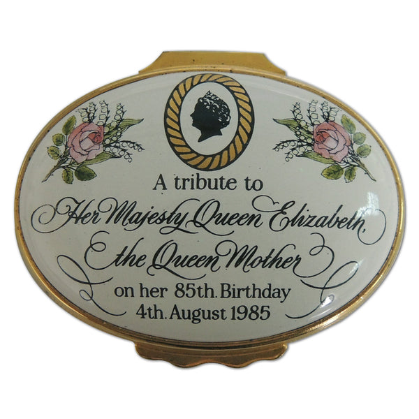 Halcyon Days Queen Mother 85th Birthday Ltd Edt Enamel Box