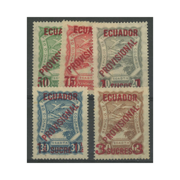 Ecuador S.G115/119 1928 Private Air Company SCADTA surch set of 5. Fresh m/m