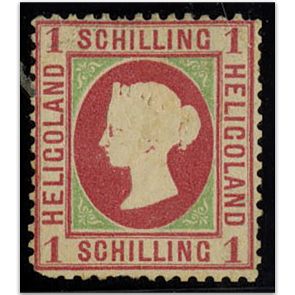 Heligoland 1869-73 1sch Rose & yellow green mm. Blunt btm left corner SG8