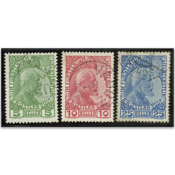 Liechtenstein 1916 Prince John II set of 3 cds used.