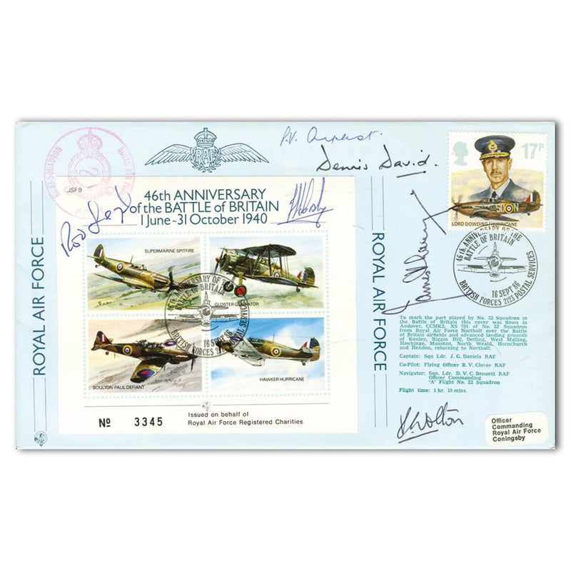 1986 46th Anniversary BoB - Signed by 6 BoB Pilots and VC Holder SIGM0219