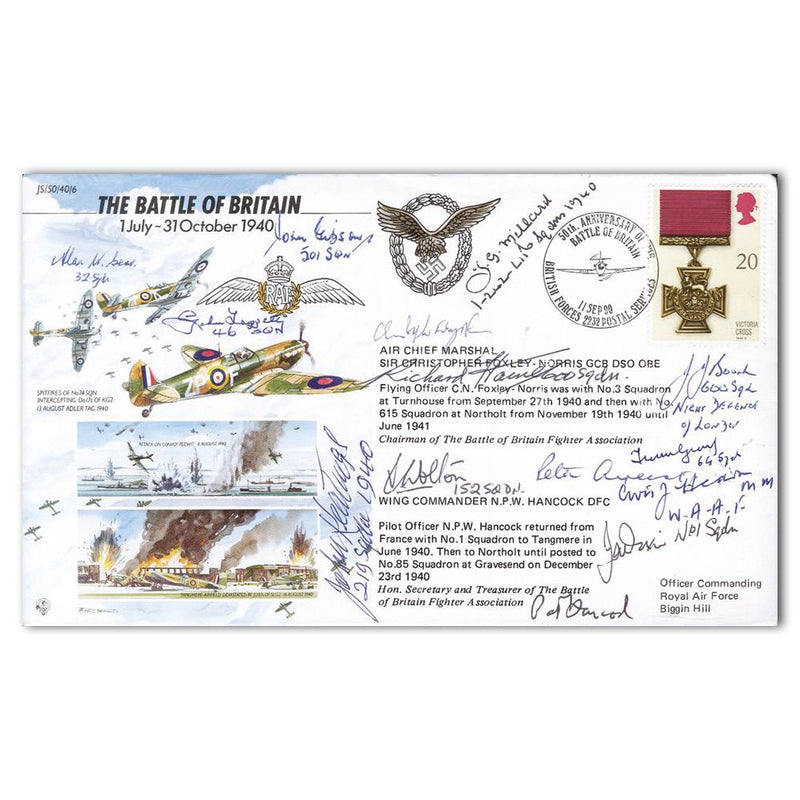 1990 Battle of Britain - Signed by 14 BoB Pilots and Crew SIGM0234