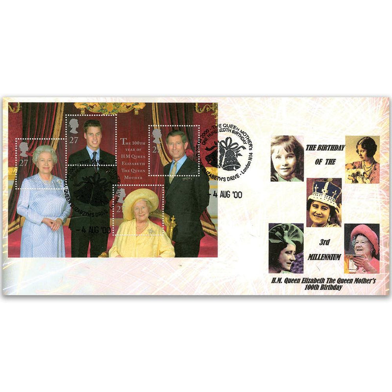 2000 Queen Mother 100th - Elizabeths Drive London N14 Handstamp TX0008M