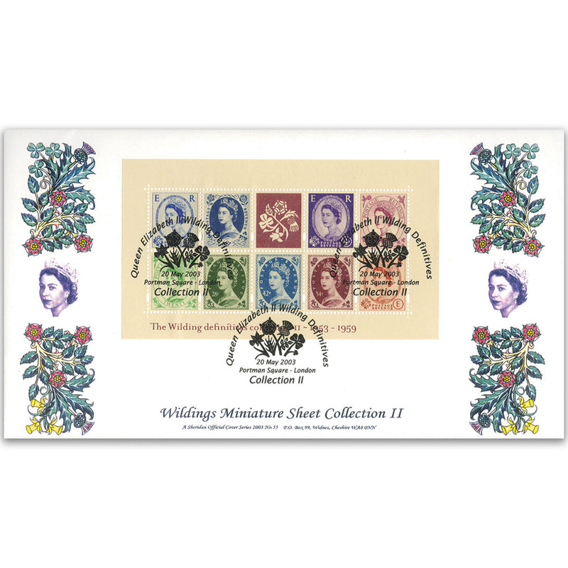 2003 Wildings miniature sheet Sheridan Official. Portman Square handstamp. TX0305