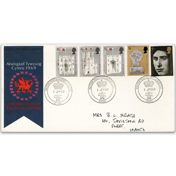 1969 Investiture - British Forces Postal Service 1000 handstamp TX6907