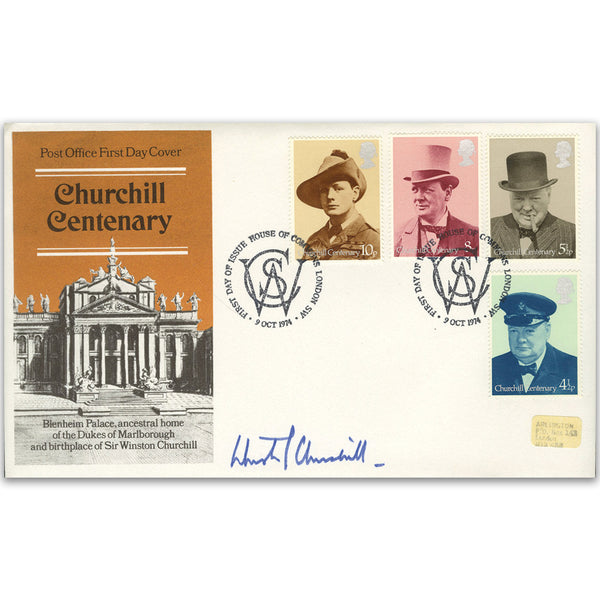 1974 Churchill P.O. cover, House of Commons h/s sign Churchill