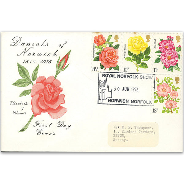 1976 Roses.Daniels Official.Royal Norfolk Show handstamp