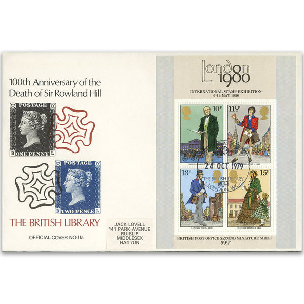 1979 Rowland Hill m/s British Library official cover