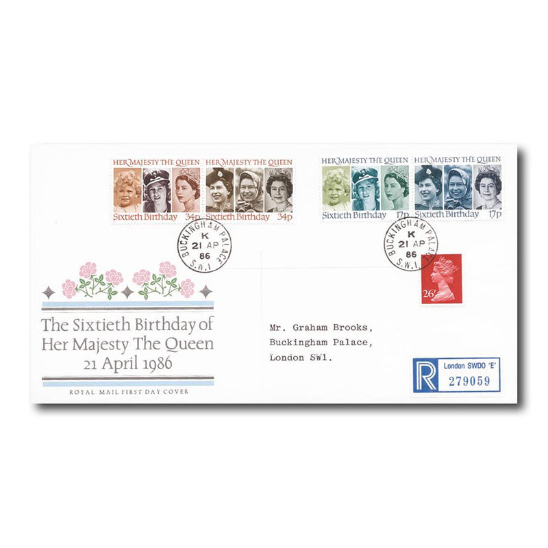 1986 Queen's 60th - Royal Mail Cover - Buckingham Palace CDS TX8604E