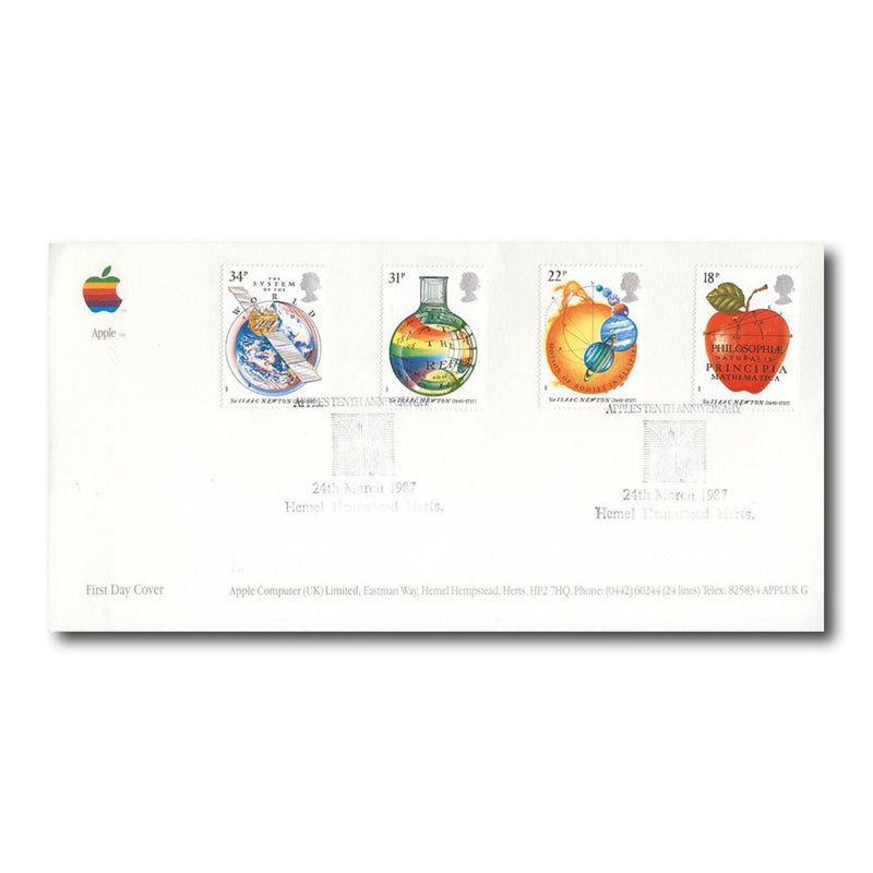 1987 Newton Anniversary - Arlington Official - Apple's 10th Anniversary Handstamp TX8703