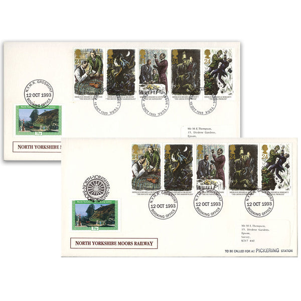 1993 Sherlock Holmes, pair N. Yorkshire Moors Railway 'special' covers