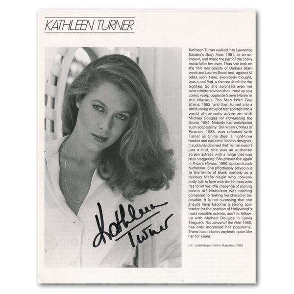 Kathleen Turner Autograph