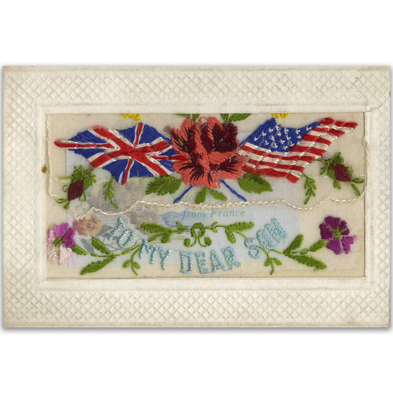 WWI Embroidered Dear Son (flap) Postcard